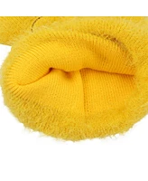 Winnie the Pooh Men's Character Face Yellow Fuzzy Yarn Cuff Beanie With 3D Ears