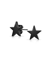Bling Jewelry Set of 2 Patriotic Celestial Rock Star Stud Earrings Black Plated Steel 10MM