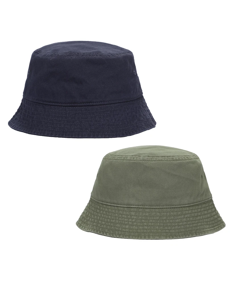 Generic Men's 2-Pack Navy & Olive Washed 100% Cotton Bucket Hat Everyday Cotton Style Unisex Trendy Lightweight Outdoor Hot Fun Summer Beach Vacation