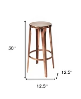 Industrial Iron Bar Stool with Backless Design at Bar Height