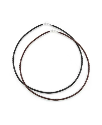 Bling Jewelry Set of 2 Black Brown Leather Braided Cord Necklace