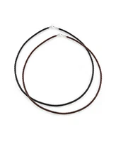 Bling Jewelry Set of 2 Black Brown Leather Braided Cord Necklace