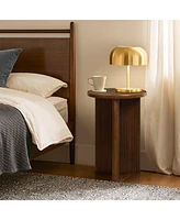 LuxenHome 15.75-Inch Round Wood Side Table with Walnut Finish