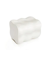LuxenHome White MgO Modern Curves Square 18.5-Inch Tall Side Table, Indoor and Outdoor