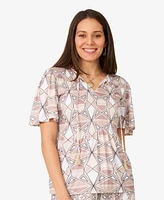 Cable & Gauge Women's Flutter Sleeve Tassel Pleated Top