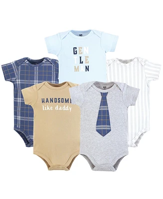 Hudson Baby Boys Cotton Bodysuits 5-Pack, Plaid Necktie