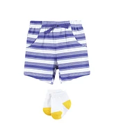 Hudson Baby Boys Bodysuit, Short and Sock, Orange Sunshine