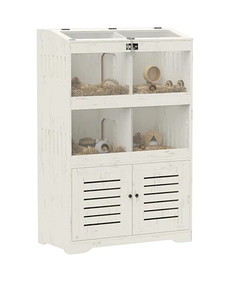 PawHut Large Hamster Cage for Multiple Small Pets with Storage Cabinet