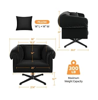 Yaheetech Modern Swivel Velvet Upholstered Armchair