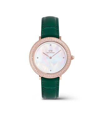 Daniel Wellington Women's Analog Green Leather Watch, 32mm