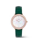 Daniel Wellington Women's Analog Green Leather Watch, 32mm