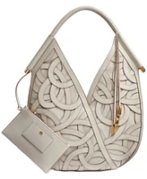 Donna Karan New York Baldwin Woven Leather Floral Shoulder Bag