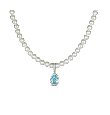 Anna Zuckerman Princess Di Aquamarine Pearl Necklace