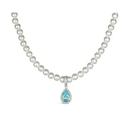 Anna Zuckerman Princess Di Aquamarine Pearl Necklace