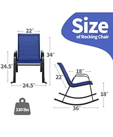 2pcs Patio Rocking Chair Heavy-Duty Metal Rocker Outdoor Anti-Slip