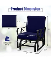 Patio Rocking Chair with Cushion Heavy-Duty Metal Frame Smooth Glider Outdoor