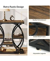 Tribesigns 4-Shelf Side End Table, 23.6-Inch Rustic Narrow Bedside Table with Storage for Living Room, Bedroom, Entryway
