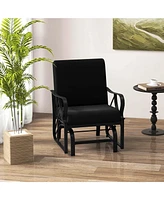 Patio Rocking Chair with Cushion Heavy-Duty Metal Frame Smooth Glider Outdoor
