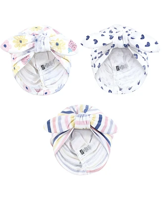 Hudson Baby Baby Girls Hudson Turban Cotton Headwraps, Flowers And Strawberries, 0-24 Months