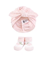 Hudson Baby Baby Girls Hudson Turban and Socks Set, Multi Color Tiny Rose, One