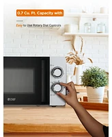 Commercial Chef Small Microwave 0.7 Cu. Ft. Countertop Microwave with Mechanical Control, White Microwave with 6 Power Levels, Outstanding Portable Mi