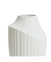 LuxenHome White MgO Modern Abstract Sculpture 20-Inch Tall Vase