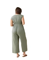 Ingrid + Isabel Maternity Luxe Linen Jumpsuit Agave M