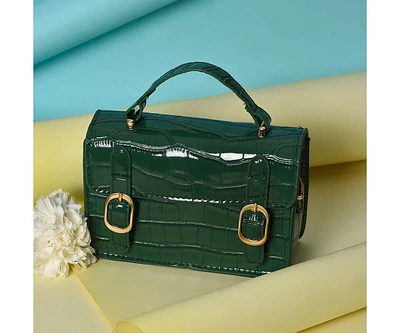 Women's Green Textured Leather Handbag