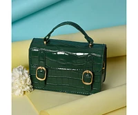 Women's Green Textured Leather Handbag