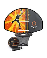 Vuly Trampolines Basketball Set Attachment with Backboard, Netted Hoop, Mini Basketball, and Hand Air Pump Compatible with Trampolines and Swing Sets