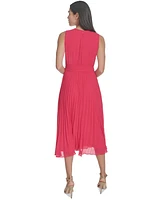 Jessica Howard Women's Chiffon Tie-Waist Pleated Midi Dress