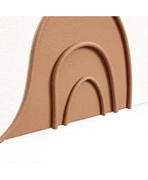 LuxenHome Brown and White Rectangle 18.9" W x 31.5" H Abstract Metal Wall Decor, Set of 2