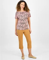 Jm Collection Petite Abigail Abstract-Print Top, Exclusively at Macy's