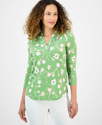 Jm Collection Petite Jackie Floral-Print Top, Exclusively at Macy's