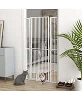 PawHut 67" Extra Tall Pet Gate, 30"-41" Dog Gate with Cat Door,