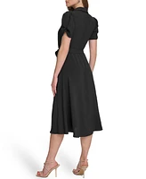 Dkny Women's Tie-Waist Point Collar A-Line Dress