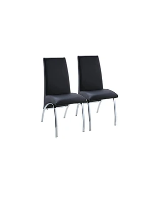 Set of Two Faux Leather Dining Side Chairs with Cushioned Seat and Back