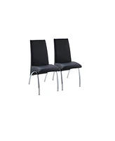 Set of Two Faux Leather Dining Side Chairs with Cushioned Seat and Back