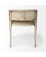 Curved Back Linen Upholstered Dining Arm Chair for Comfortable Home Seating