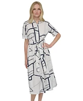 Dkny Women's Printed Cotton Shirt Dress