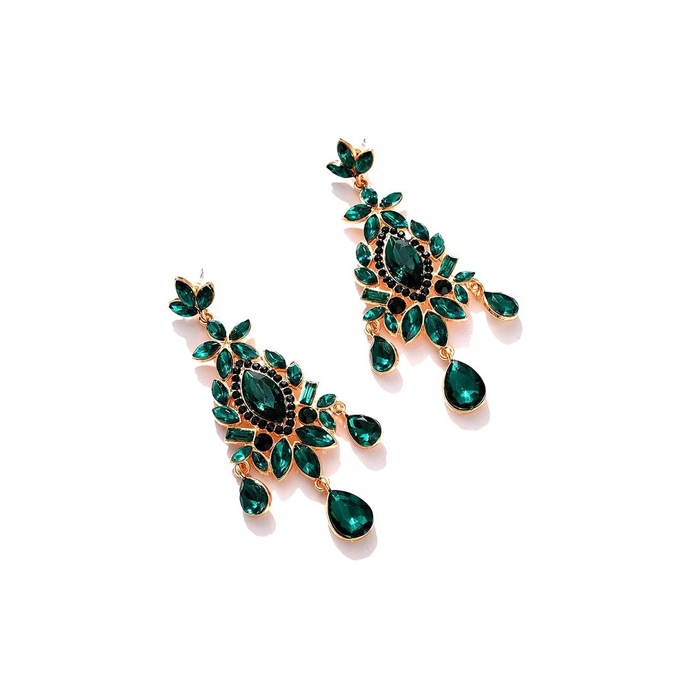 Sohi Women's Gold-Plated Stone Drop Earrings