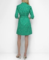 Dkny Women's Belted Star-Print Cotton Mini Dress