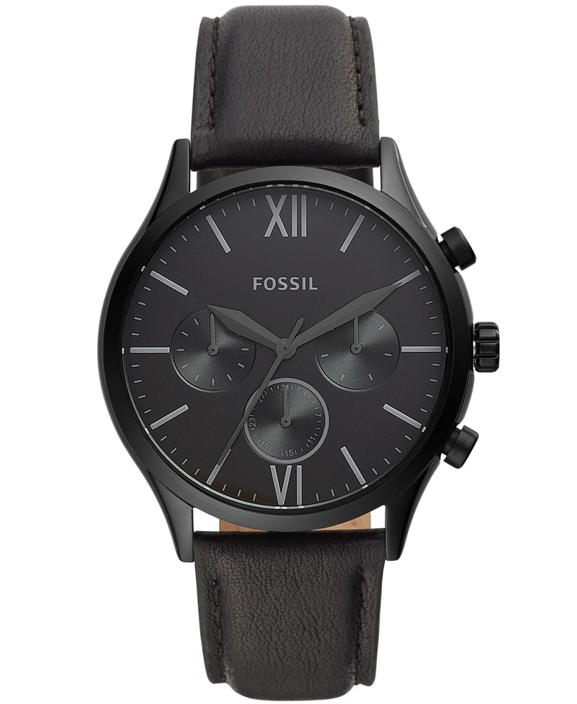 Fossil Men's Fenmore Multifunction Black Leather Watch, 44mm
