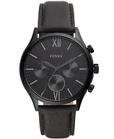 Fossil Men's Fenmore Multifunction Black Leather Watch, 44mm