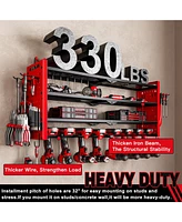 Hausource 4 Tier Power Tool Organizer Shelving Wall Mount Utility Storage Rack，Red