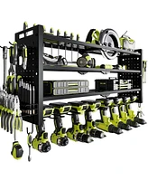 Hausource 4 Tier Power Tool Organizer Shelving Wall Mount Utility Storage Rack，Black