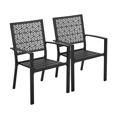 Yaheetech Set of 2 Outdoor Patio Dining Chairs with Slatted Seat