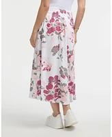 Ellen Tracy Women's Smocked Waist Linen-Blend Skirt