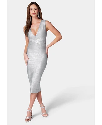 Bebe Women's Bandage Metallic Dress