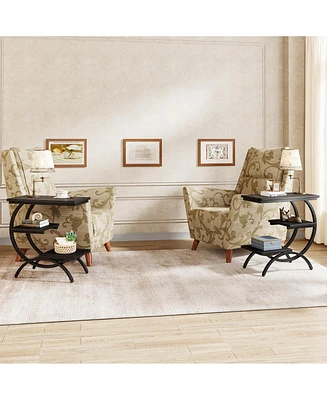 Tribesigns 3-Tier Small Side Table with Storage Shelves Set of 2,Wood C-Shaped End for Living Room Space